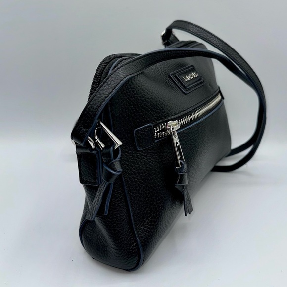 LODIS Black Genuine Pebble Grain Leather Crossbody Bag - Picture 2 of 6